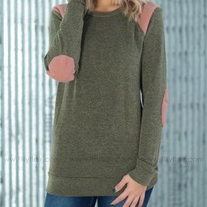 Olive Long Sleeve w/Mauve Detail